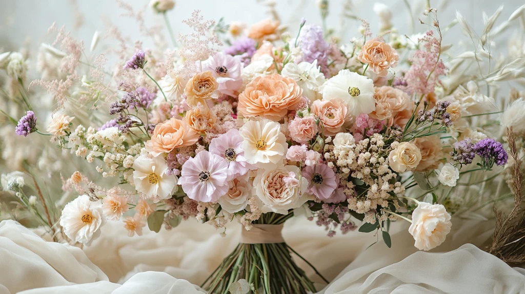 婚礼花束与丝带