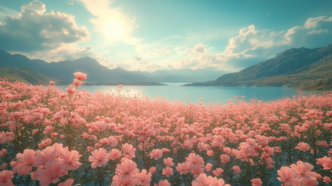 粉色植物与花朵生长