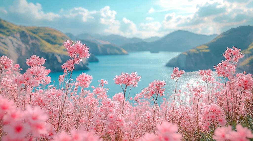 粉色植物与花朵生长