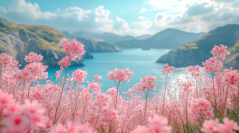 粉色植物与花朵生长