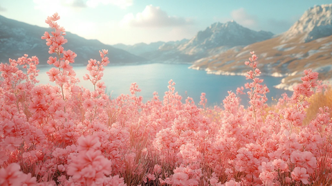 粉色植物与花朵生长