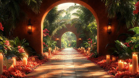 烛光花饰拱门