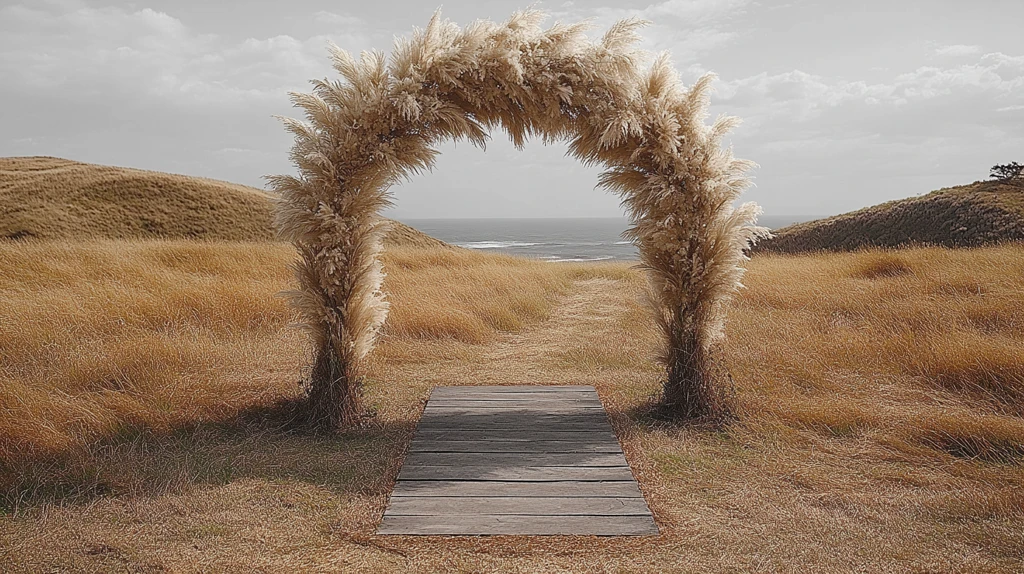 婚礼拱门装饰与棕榈树