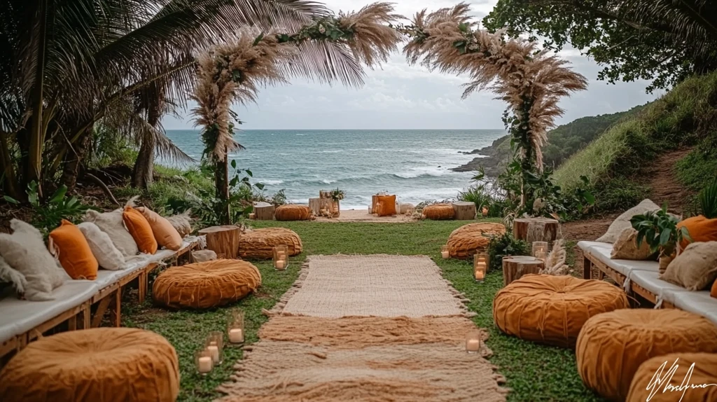 婚礼拱门装饰与棕榈树