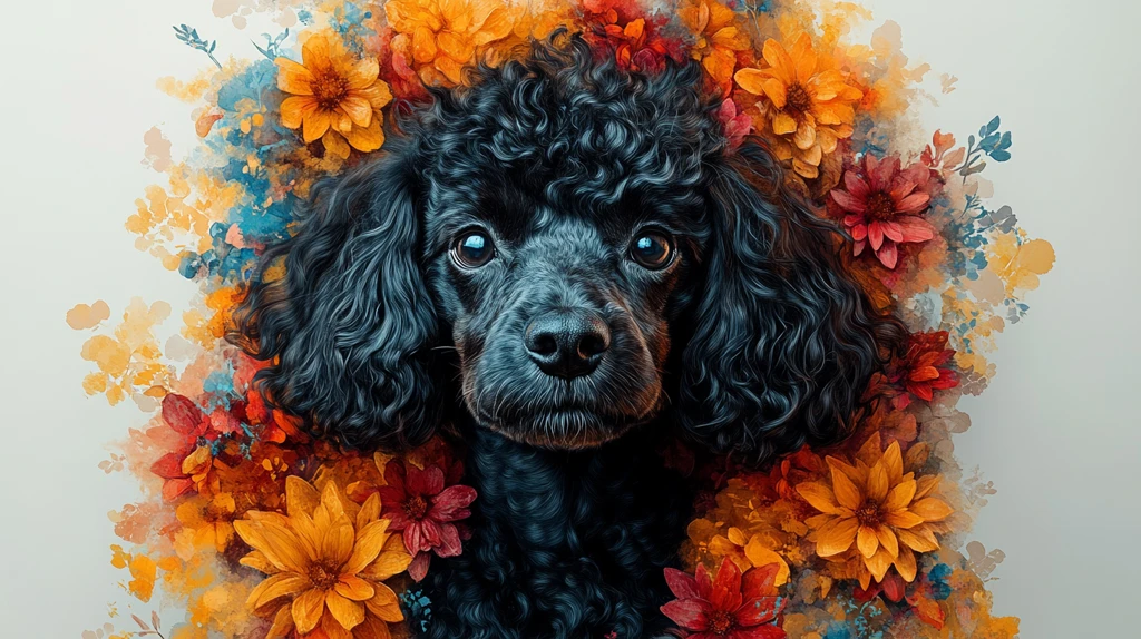 玩具贵宾犬与波西米亚花卉