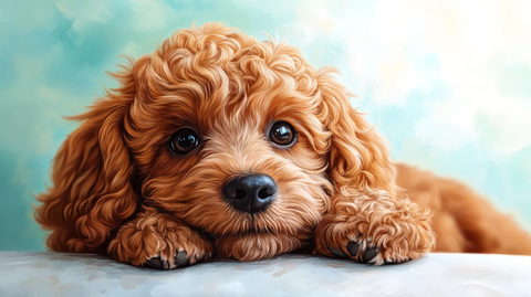 可爱动物插画中的贵宾犬