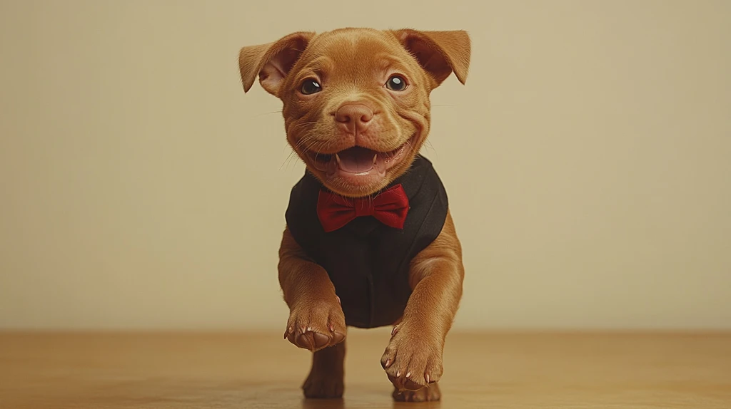 狗穿黑西装红领结拍照