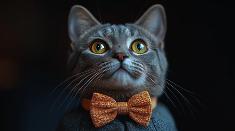 灰猫穿花领结西装