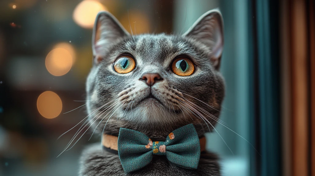 灰猫穿花领结西装