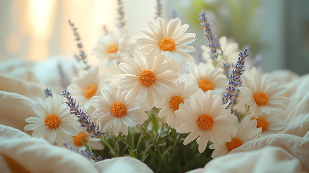 白菊与薰衣草花束