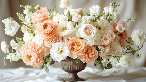 白桃婚礼花束金属花瓶
