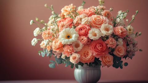 白桃婚礼花束金属花瓶