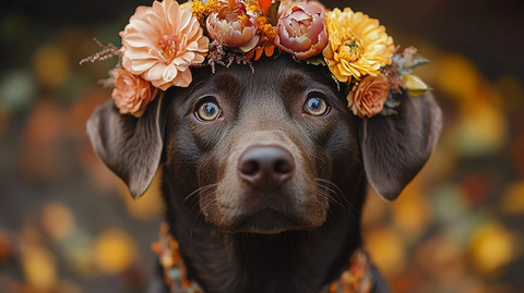 狗戴花环婚礼