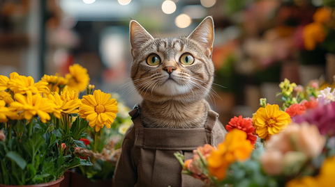 花店中的制服猫