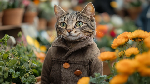 花店中的制服猫