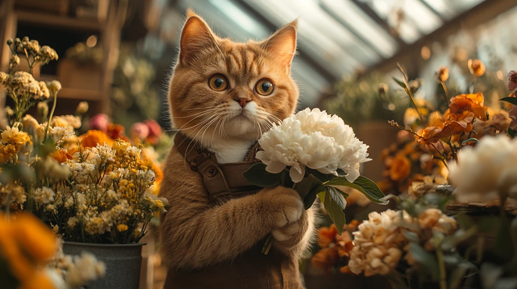 英国短毛猫制作花束