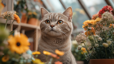 英国短毛猫制作花束