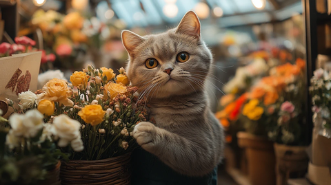 英国短毛猫制作花束