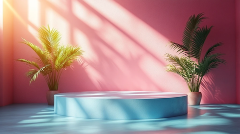 彩色背景前的讲台