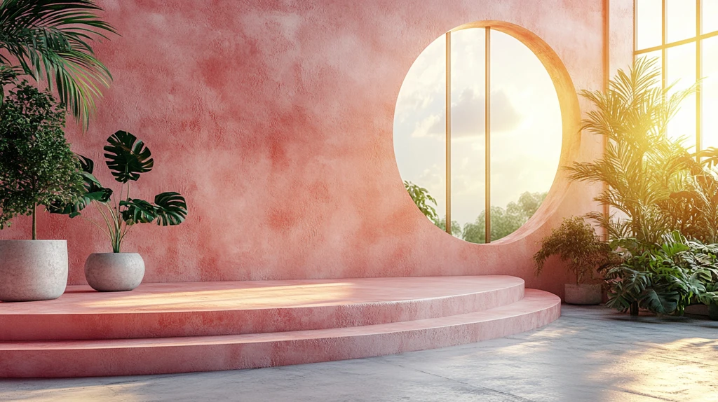 彩色背景前的讲台