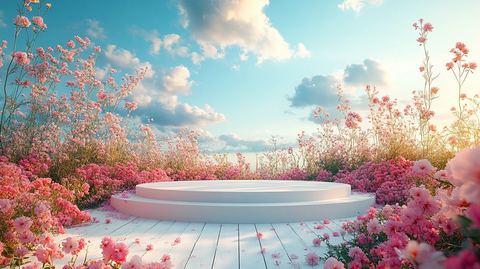 花海中的白色讲台