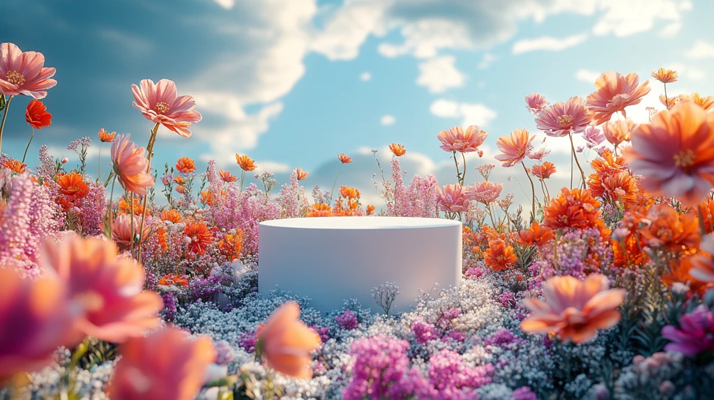 花海中的白色讲台