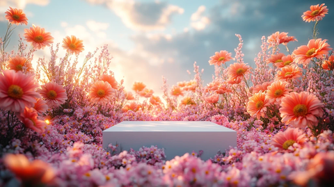 花海中的白色讲台