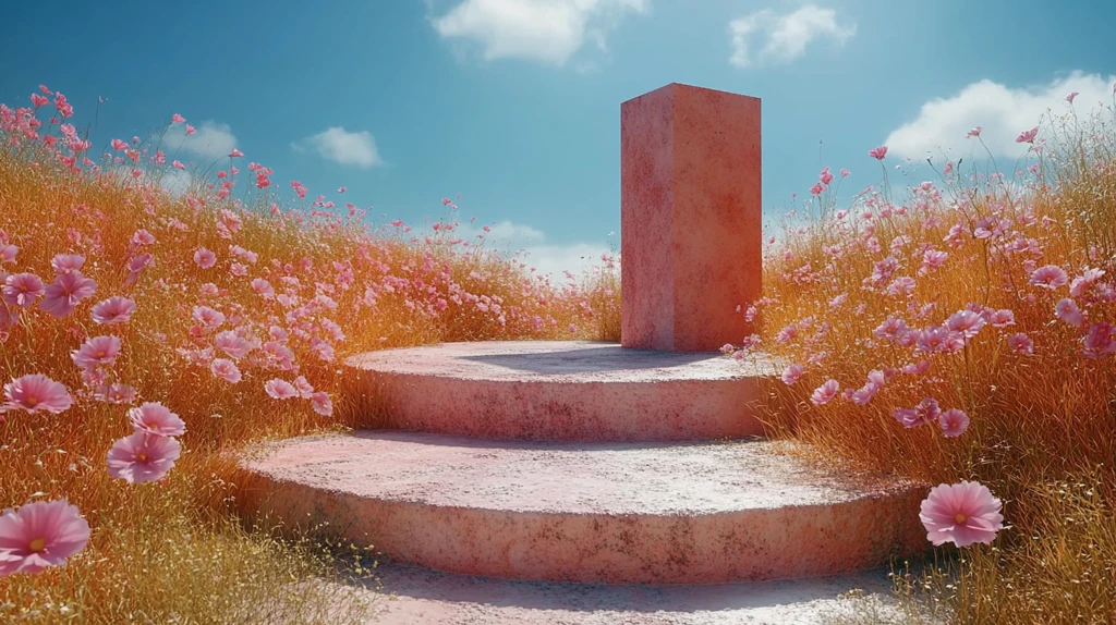 花丛中的展示台