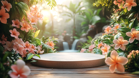 白色讲台自然背景花卉元素