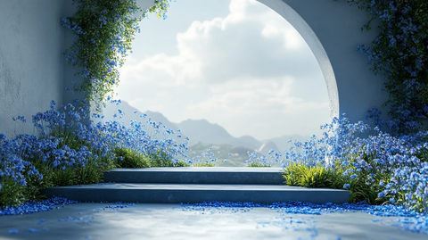 自然美景春蓝花背景