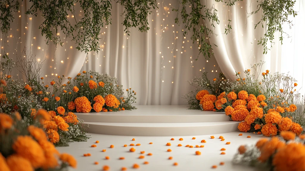 节日奶油色讲台背景