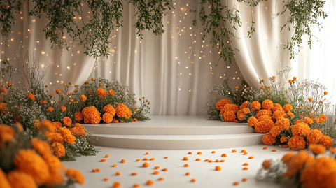 节日奶油色讲台背景