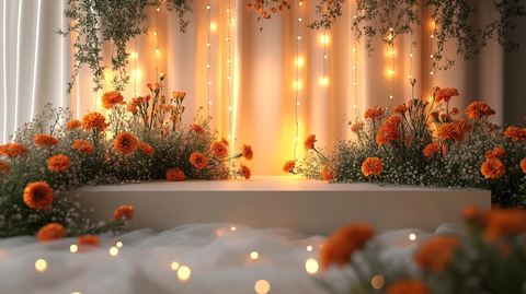 节日奶油色讲台背景