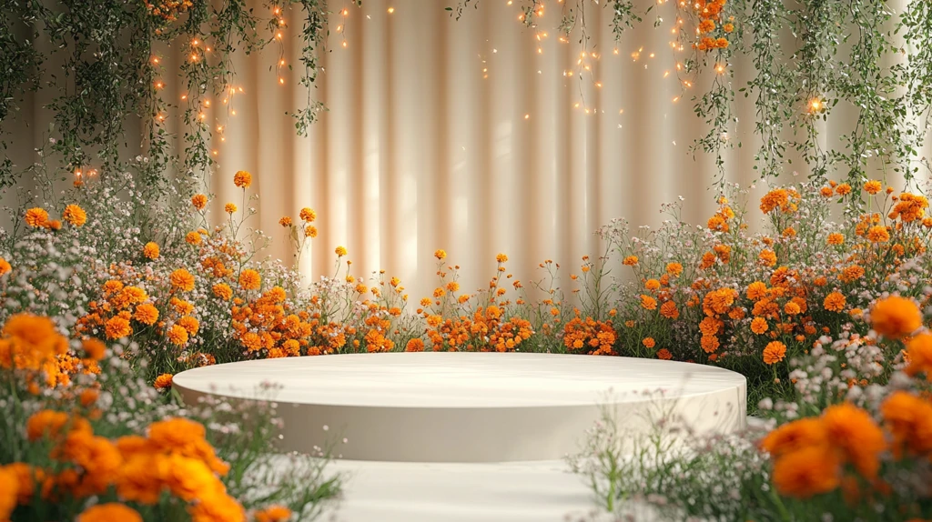 节日奶油色讲台背景