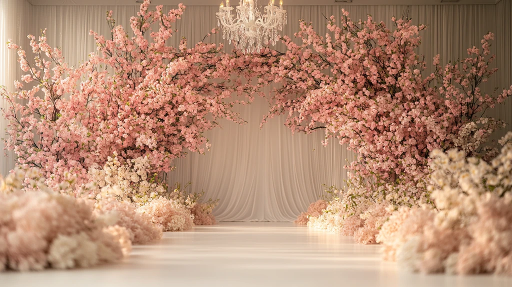 白色舞台透明墙婚礼装饰