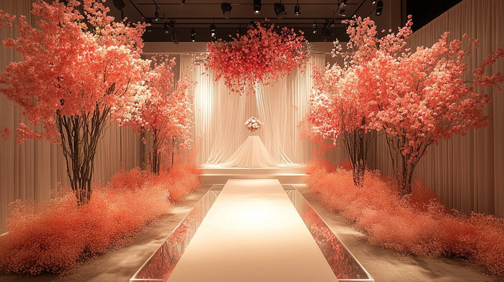 白色舞台透明墙婚礼装饰