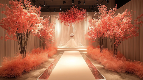 白色舞台透明墙婚礼装饰