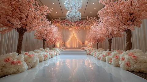 白色舞台透明墙婚礼装饰