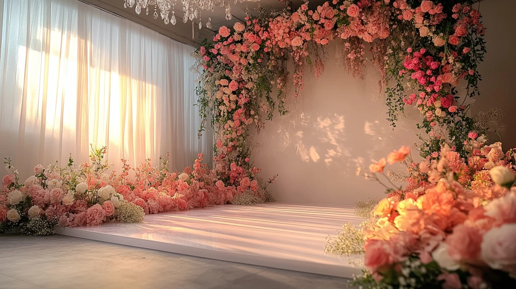 白色舞台透明墙婚礼装饰