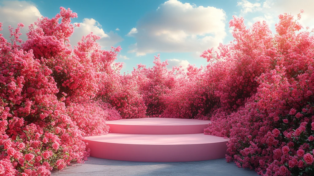 粉红讲台与玫瑰花园