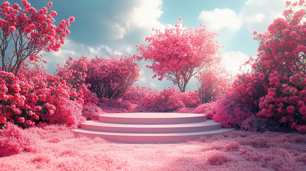 粉红讲台与玫瑰花园