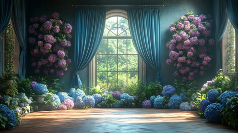 婚礼背景紫色花拱门