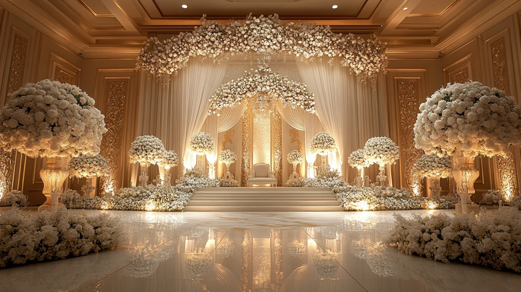 白色装饰的优雅活动舞台