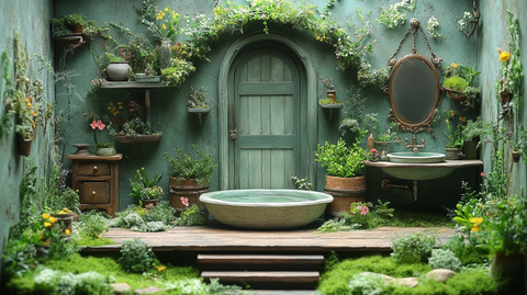 香草装饰的微型舞台