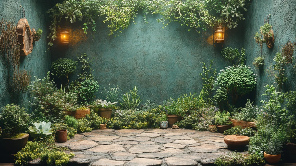 香草装饰的微型舞台