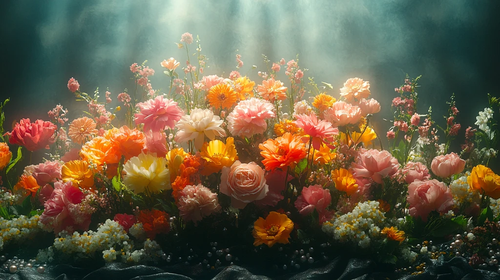 舞台中央的彩色花朵