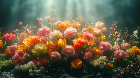 舞台中央的彩色花朵