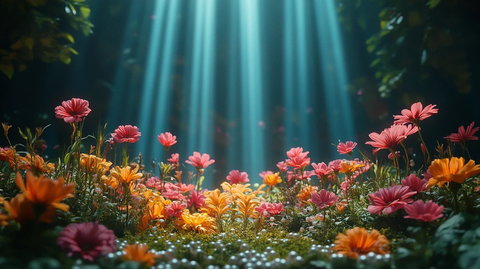 舞台中央的彩色花朵