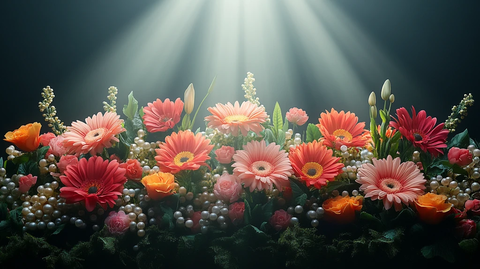 舞台中央的彩色花朵