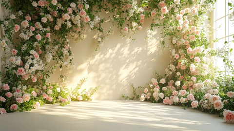 奶油色墙壁与花卉装饰